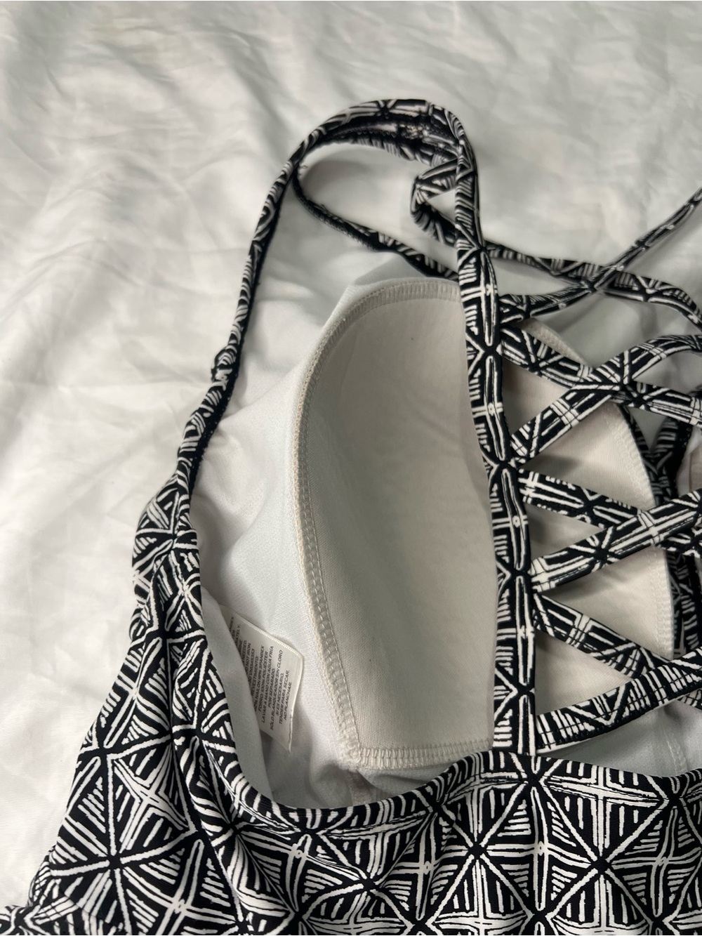 Ava & Viv Black White Geometric Criss Cross Back Tankini Top 18W - Picture 7 of 11